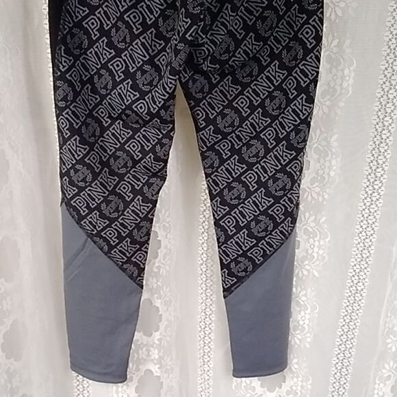 Pink Victoria Secret Pink Pants Women's Black Grey Reversible Leggings Stretch - Picture 7 of 12